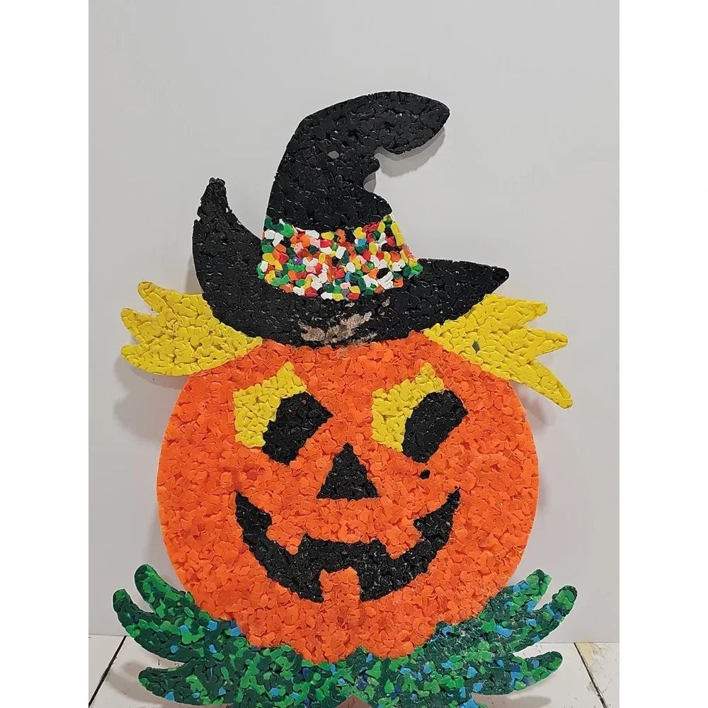 Jack-o-lantern Melted Plastic Popcorn Vtg Halloween Decoration 17